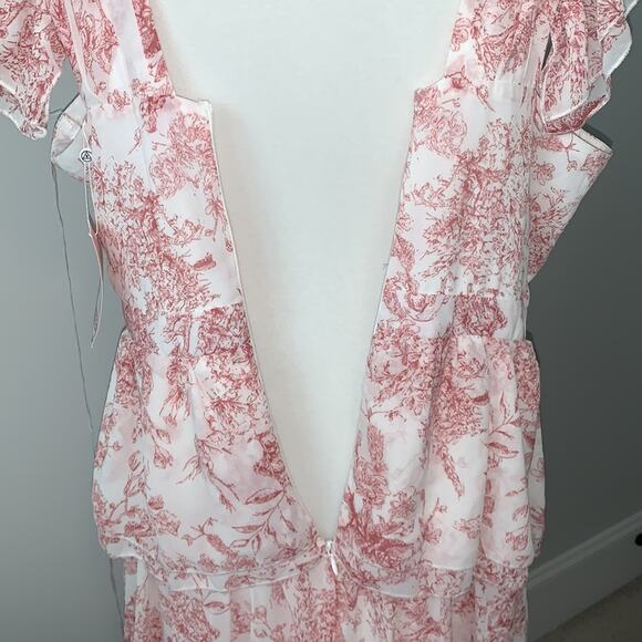 Misguided Wrap Tiered Ruffle Sleeveless Floral Dress Sz 14 NWT - Picture 12 of 12